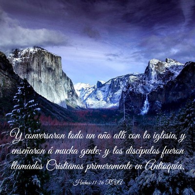 Picture 03 - Hechos 11:26 RVA - Y conversaron todo un año allí con la iglesia, - Bible Verse Picture