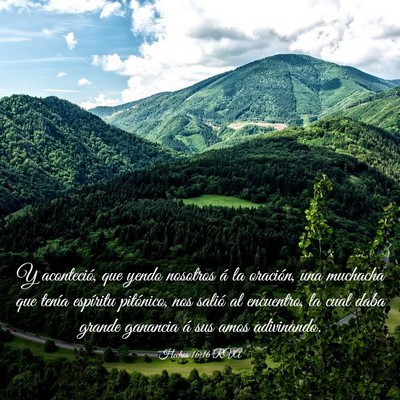 Picture 03 - Hechos 16:16 RVA - Y aconteció, que yendo nosotros á la oración, - Bible Verse Picture