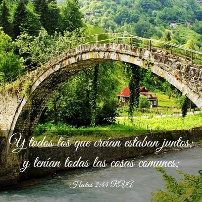 Picture 03 - Hechos 2:44 RVA - Y todos los que creían estaban juntos; y tenían - Bible Verse Picture