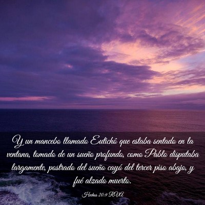 Picture 03 - Hechos 20:9 RVA - Y un mancebo llamado Eutichô que estaba sentado - Bible Verse Picture