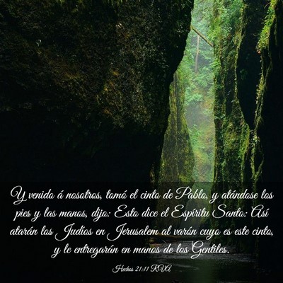 Picture 03 - Hechos 21:11 RVA - Y venido á nosotros, tomó el cinto de Pablo, y - Bible Verse Picture