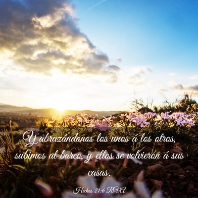 Picture 03 - Hechos 21:6 RVA - Y abrazándonos los unos á los otros, subimos al - Bible Verse Picture