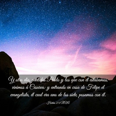 Picture 03 - Hechos 21:8 RVA - Y otro día, partidos Pablo y los que con él - Bible Verse Picture