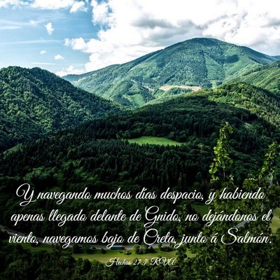 Picture 03 - Hechos 27:7 RVA - Y navegando muchos días despacio, y habiendo - Bible Verse Picture