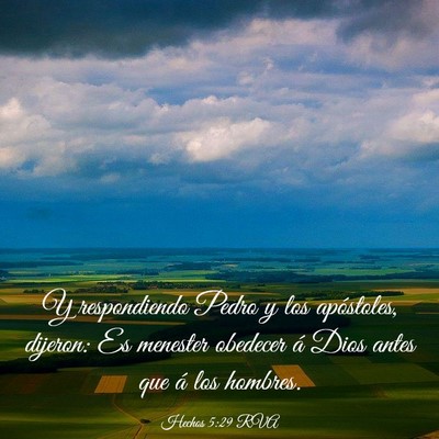 Picture 03 - Hechos 5:29 RVA - Y respondiendo Pedro y los apóstoles, dijeron: - Bible Verse Picture
