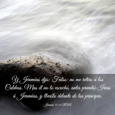 Picture 03 - Jeremías 37:14 RVA - Y Jeremías dijo: Falso: no me retiro á los - Bible Verse Picture