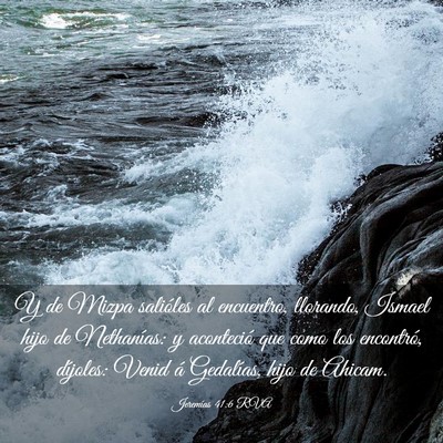 Picture 03 - Jeremías 41:6 RVA - Y de Mizpa salióles al encuentro, llorando, - Bible Verse Picture