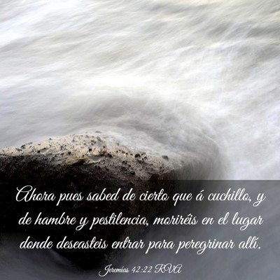 Picture 03 - Jeremías 42:22 RVA - Ahora pues sabed de cierto que á cuchillo, y de - Bible Verse Picture