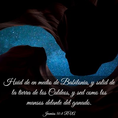 Picture 03 - Jeremías 50:8 RVA - Huid de en medio de Babilonia, y salid de la - Bible Verse Picture