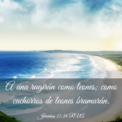 Picture 03 - Jeremías 51:38 RVA - A una rugirán como leones; como cachorros de - Bible Verse Picture