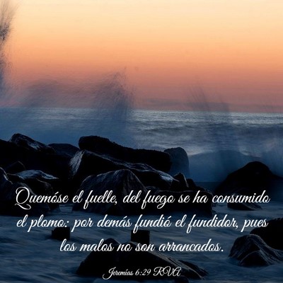 Picture 03 - Jeremías 6:29 RVA - Quemóse el fuelle, del fuego se ha consumido el - Bible Verse Picture