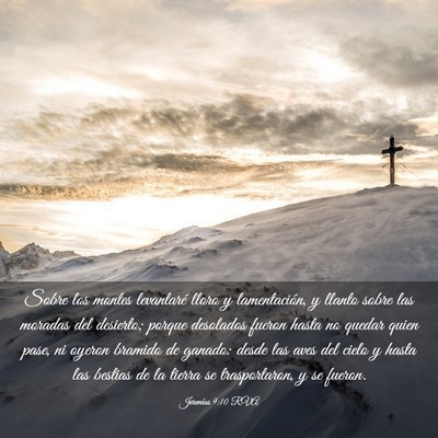 Picture 03 - Jeremías 9:10 RVA - Sobre los montes levantaré lloro y lamentación, - Bible Verse Picture