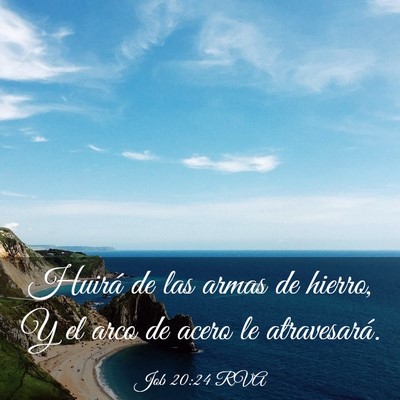 Picture 03 - Job 20:24 RVA - Huirá de las armas de hierro, Y el arco de acero - Bible Verse Picture