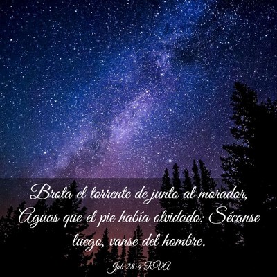 Picture 03 - Job 28:4 RVA - Brota el torrente de junto al morador, Aguas que - Bible Verse Picture