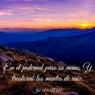 Picture 03 - Job 28:9 RVA - En el pedernal puso su mano, Y trastornó los - Bible Verse Picture