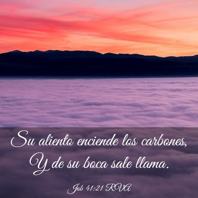 Picture 03 - Job 41:21 RVA - Su aliento enciende los carbones, Y de su boca - Bible Verse Picture