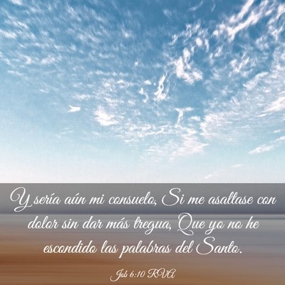Picture 03 - Job 6:10 RVA - Y sería aún mi consuelo, Si me asaltase con - Bible Verse Picture