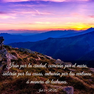 Picture 03 - Joel 2:9 RVA - Irán por la ciudad, correrán por el muro, - Bible Verse Picture
