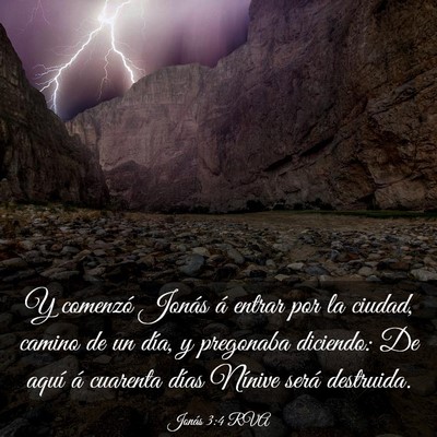 Picture 03 - Jonás 3:4 RVA - Y comenzó Jonás á entrar por la ciudad, camino - Bible Verse Picture