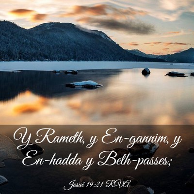 Picture 03 - Josué 19:21 RVA - Y Rameth, y En-gannim, y En-hadda y - Bible Verse Picture