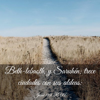 Picture 03 - Josué 19:6 RVA - Beth-lebaoth, y Saruhén; trece ciudades con sus - Bible Verse Picture