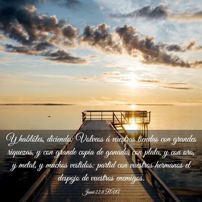 Picture 03 - Josué 22:8 RVA - Y hablóles, diciendo: Volveos á vuestras - Bible Verse Picture