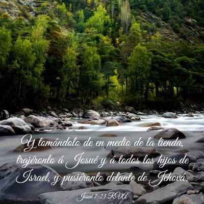 Picture 03 - Josué 7:23 RVA - Y tomándolo de en medio de la tienda, - Bible Verse Picture