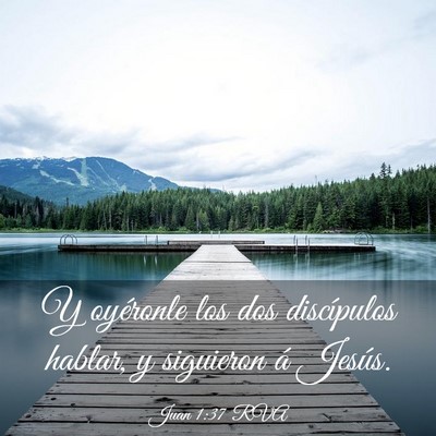 Picture 03 - Juan 1:37 RVA - Y oyéronle los dos discípulos hablar, y - Bible Verse Picture