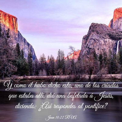 Picture 03 - Juan 18:22 RVA - Y como él hubo dicho esto, uno de los criados - Bible Verse Picture