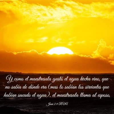 Picture 03 - Juan 2:9 RVA - Y como el maestresala gustó el agua hecha vino, - Bible Verse Picture