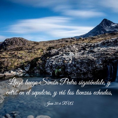 Picture 03 - Juan 20:6 RVA - Llegó luego Simón Pedro siguiéndole, y entró - Bible Verse Picture