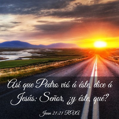 Picture 03 - Juan 21:21 RVA - Así que Pedro vió á éste, dice á Jesús: - Bible Verse Picture