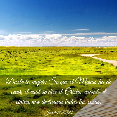 Picture 03 - Juan 4:25 RVA - Dícele la mujer: Sé que el Mesías ha de venir, - Bible Verse Picture