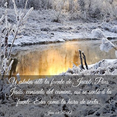 Picture 03 - Juan 4:6 RVA - Y estaba allí la fuente de Jacob. Pues Jesús, - Bible Verse Picture