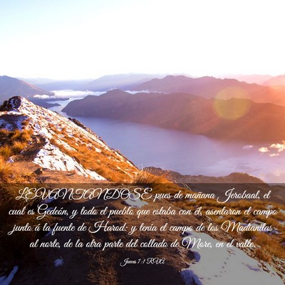 Picture 03 - Jueces 7:1 RVA - LEVANTANDOSE pues de mañana Jerobaal, el cual es - Bible Verse Picture