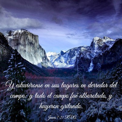 Picture 03 - Jueces 7:21 RVA - Y estuviéronse en sus lugares en derredor del - Bible Verse Picture