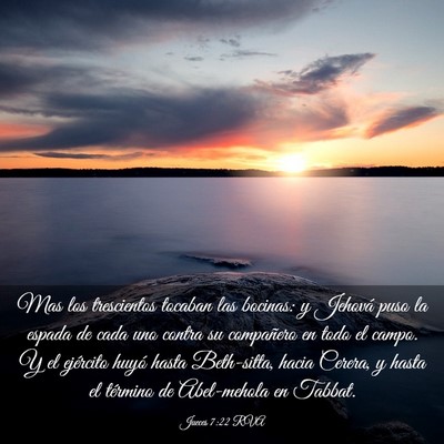 Picture 03 - Jueces 7:22 RVA - Mas los trescientos tocaban las bocinas: y - Bible Verse Picture