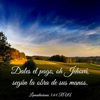 Picture 03 - Lamentaciones 3:64 RVA - Dales el pago, oh Jehová, según la obra de sus - Bible Verse Picture