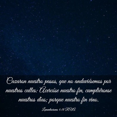 Picture 03 - Lamentaciones 4:18 RVA - Cazaron nuestro pasos, que no anduviésemos por - Bible Verse Picture