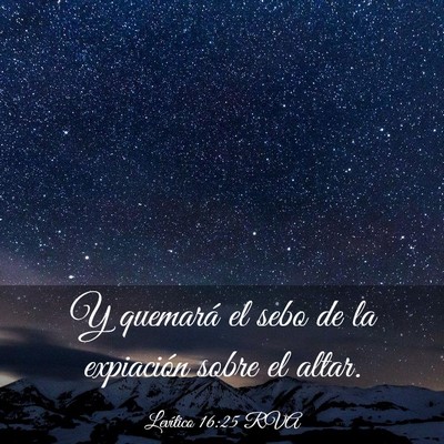 Picture 03 - Levítico 16:25 RVA - Y quemará el sebo de la expiación sobre el - Bible Verse Picture