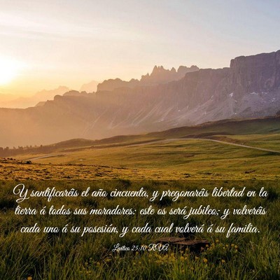 Picture 03 - Levítico 25:10 RVA - Y santificaréis el año cincuenta, y - Bible Verse Picture