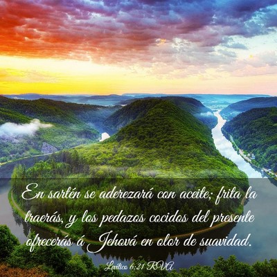 Picture 03 - Levítico 6:21 RVA - En sartén se aderezará con aceite; frita la - Bible Verse Picture