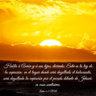 Picture 03 - Levítico 6:25 RVA - Habla á Aarón y á sus hijos, diciendo: Esta es - Bible Verse Picture