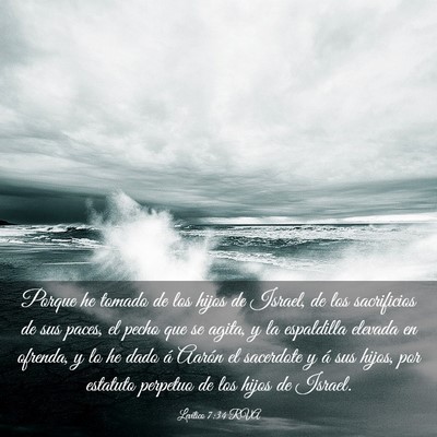 Picture 03 - Levítico 7:34 RVA - Porque he tomado de los hijos de Israel, de los - Bible Verse Picture