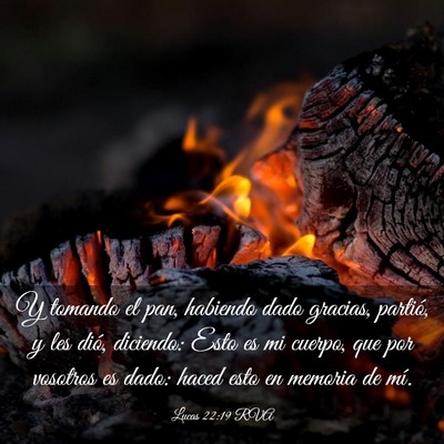 Picture 03 - Lucas 22:19 RVA - Y tomando el pan, habiendo dado gracias, partió, - Bible Verse Picture