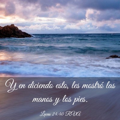 Picture 03 - Lucas 24:40 RVA - Y en diciendo esto, les mostró las manos y los - Bible Verse Picture