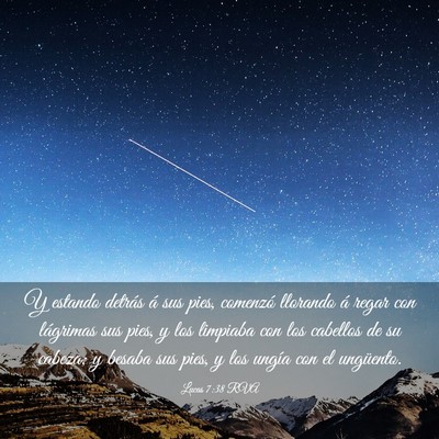 Picture 03 - Lucas 7:38 RVA - Y estando detrás á sus pies, comenzó llorando - Bible Verse Picture