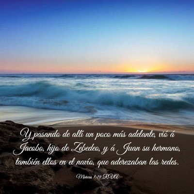 Picture 03 - Marcos 1:19 RVA - Y pasando de allí un poco más adelante, vió á - Bible Verse Picture