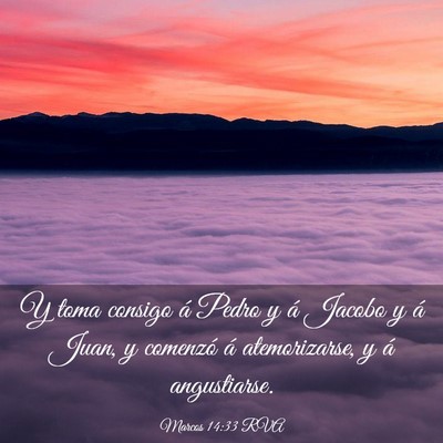 Picture 03 - Marcos 14:33 RVA - Y toma consigo á Pedro y á Jacobo y á Juan, y - Bible Verse Picture