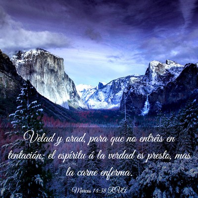 Picture 03 - Marcos 14:38 RVA - Velad y orad, para que no entréis en tentación: - Bible Verse Picture